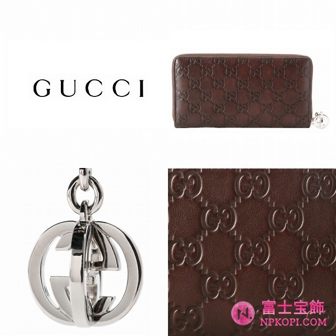GUCCI/グッチ 2012年春夏GG TWINグッチシマGG柄Gチャーム付きラウンドファスナー長財布 233025 AA61N 2019 